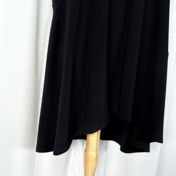 Sympli Black Fluid Jersey Knit Collared Long A-Line Tunic Top Sleeveless Size 10 - Picture 3 of 10